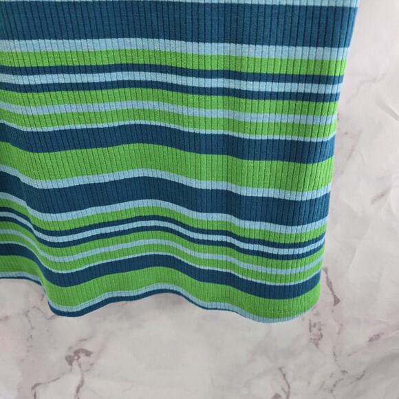 Anthropologie Top Womens XL Green Blue Striped Tank Maeve Ribbed Coastal - Picture 4 of 9